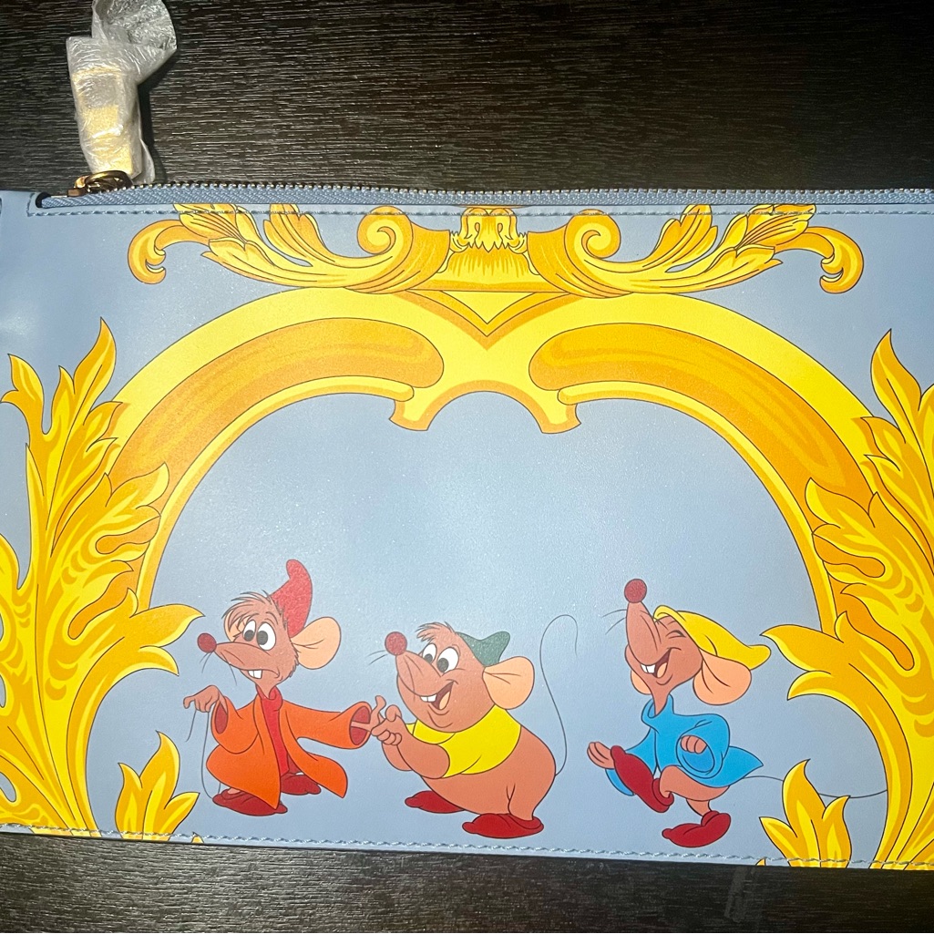 Versace Blue And Yellow Clutch With Cartoon Design